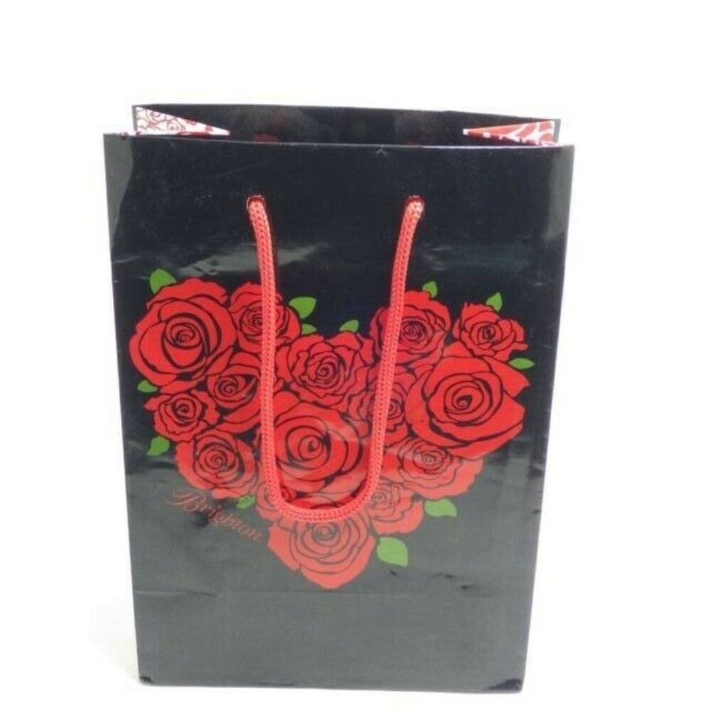 Brighton Gift Bag Black Red Rose Heart Paper Rope Handles Valentine Gift